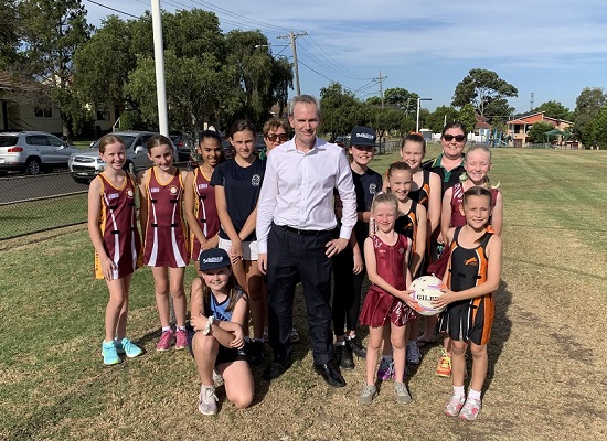 David announcing $600K for new netball facilities in Padstow