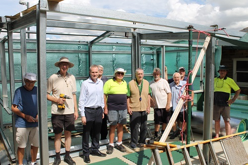 David with representatives from Mortdale Men's Shed after announcing a $9000 funding boost for the organisation.