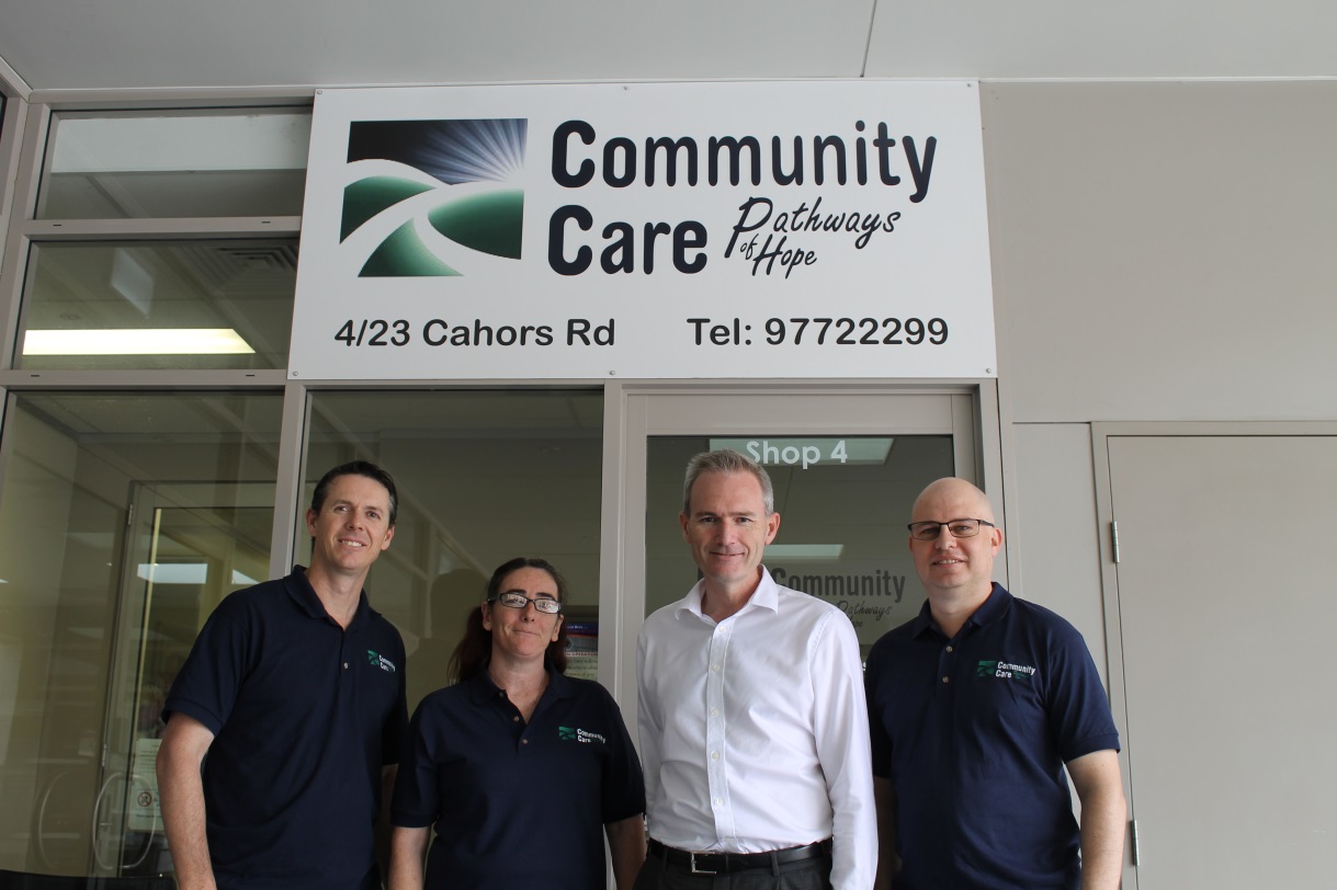 David with representatives from Padstow Community Care after announcing a $600